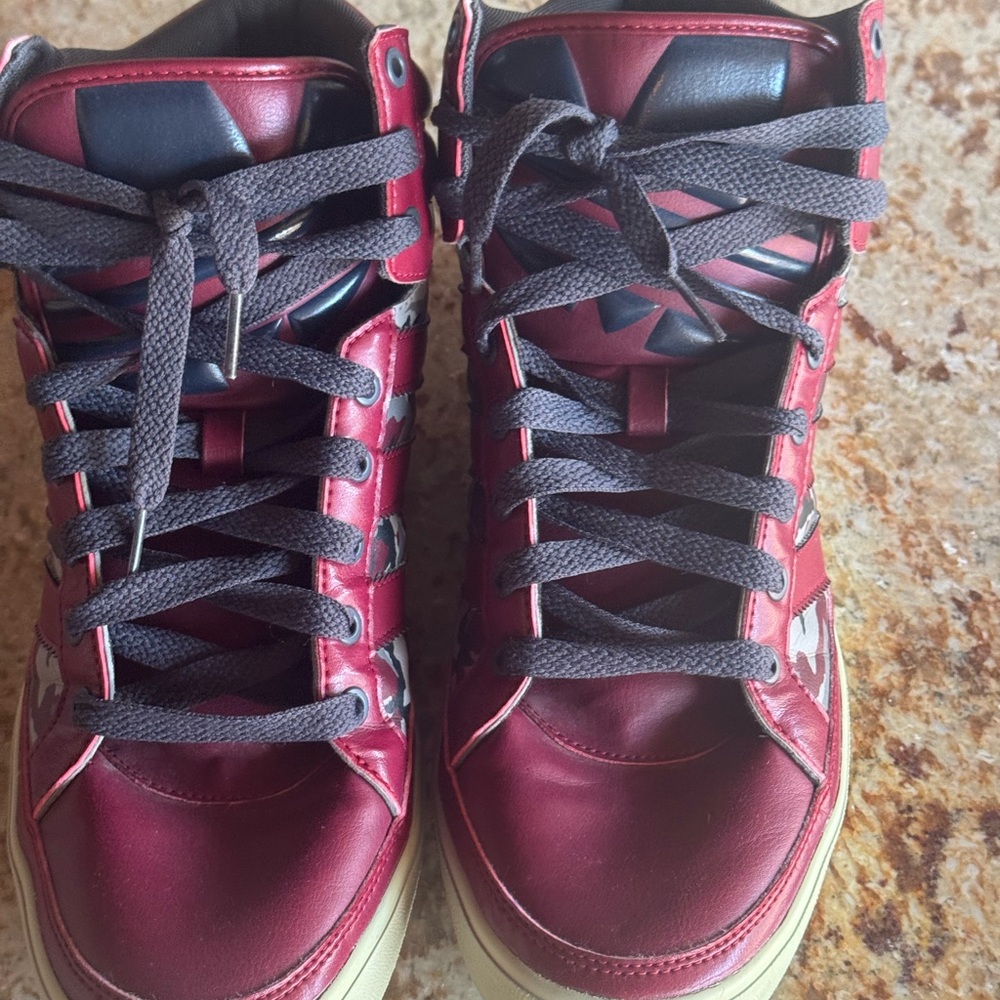 adidas Red and Black High-Top Sneakers